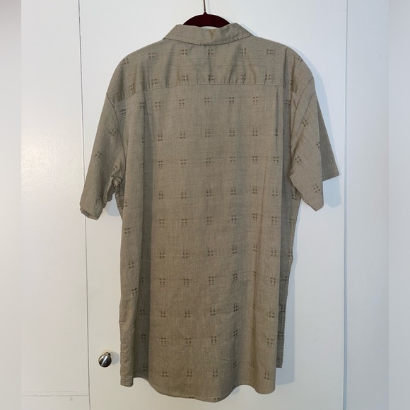 Brixton Men’s Button-Up Short Sleeve Hawaiian Shirt Tan/Green Large - Picture 2 of 2